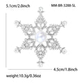 Crystal Snowflake Brooch with Pearl Center in Two Tones view 6