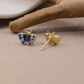 Light Blue Enamel Butterfly Stud Earrings Red Crystal view 4