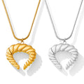 Twisted Horn Pendant Snake Chain Necklace Gold Or Steel view 5