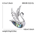 Silver Tone Abalone Shell Swan Brooch Rhinestone Wing Pin view 5