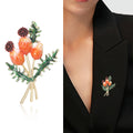 Thistle Bouquet Enamel Brooch in Orange or Blue Green view 2