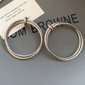 Double Tube Round Hoop Stud Earrings Statement Jewelry Pair view 7