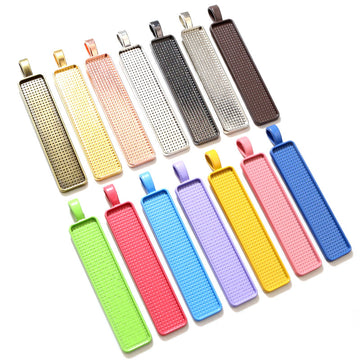 Long Rectangular Cabochon Pendant Trays in Seventeen Colors