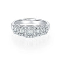 Silver Emerald Cut CZ Halo Band Finger Ring Sizes 6-10 view 3