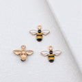 Gold Tone Bee Enamel Pendant Charms in Two Wing Finishes view 1