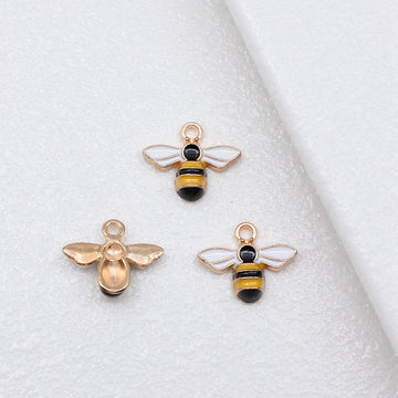 Gold Tone Bee Enamel Pendant Charms in Two Wing Finishes