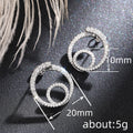 White Gold Pavé Double Spiral Geometric Stud Earrings Clear view 4