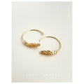 Gold Tone Sculpted Wheat Ear Curved Hook Earrings For Women view 3