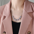 Heart Halo Zirconia Necklace Clear Or Purple Silver Tone view 4