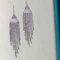 Rhinestone Fan Fringe Hook Earrings in Purple and Blue view 4
