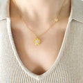 Daisy Pendant Necklace With Side Flower Charm Gold Steel view 6