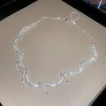 Silver Tone Butterfly and Heart Link Collar Necklace view 6