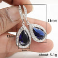 Blue Pear Stone Teardrop Halo Earrings with Clear Stone Details view 5