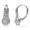 Silver Round Halo Clear Pave Leverback Earrings Alloy view 4