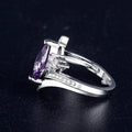 Purple Marquise Solitaire Three-Stone Open Ring In Silver Tone view 3
