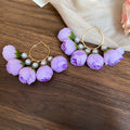 Fabric Flower Hoop Earrings in Four Soft Colorways view 7