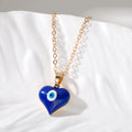 Gold Tone Heart Resin Evil Eye Pendant Necklaces in Seven Colors view 6