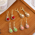 Four Color Double Circle Gold Tone Hook and Huggie Earrings view 1