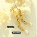 Gold And Steel Geometric Chain Pearl Drop Earrings view 3