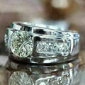 Silver Wide Band Round CZ Center Channel Side Stones view 3