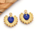 Gold Plated Stainless Steel Enamel Radiant Heart Double Sided Charm Pendant for DIY Necklaces Jewelry