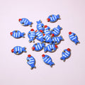 Tiny Striped Candy Fish Charms in Seven Enamel Color Options view 6