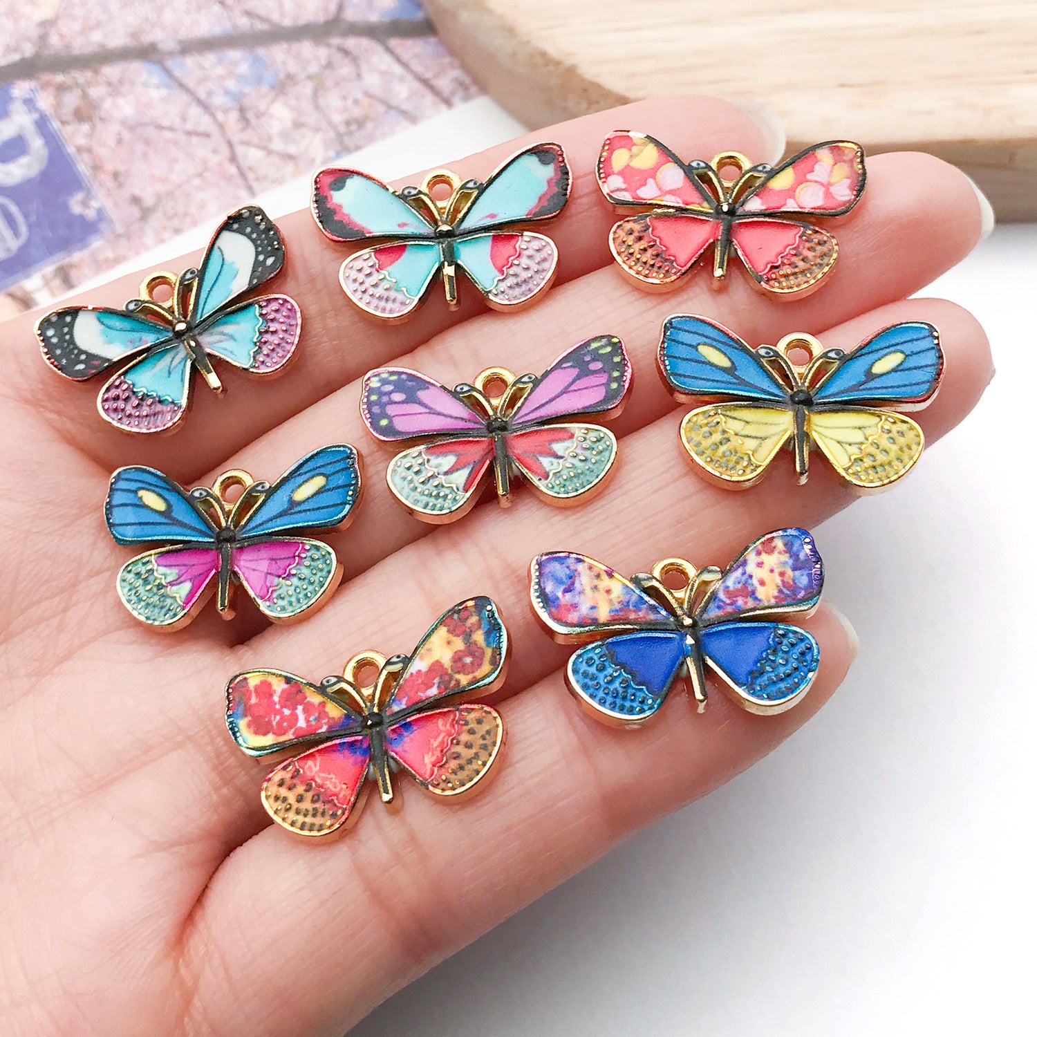 Colorful Enamel Zinc Alloy Butterfly Charm Pendant for DIY Bracelet Necklace Keychain