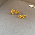 Crystal Bow Stud Earrings in Gold and Silver Tones view 6