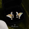 Gold Tone Multicolor Butterfly And Clear Stone Tassel Stud Earrings view 4