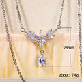 Silver Marquise Flower Teardrop Pendant Necklace Alloy view 5