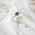 Twisted Band Blue Evil Eye Open Rings in Four Finishes view 4