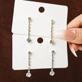 Gold and Silver Clear Look Long Line Dangle Earrings view 1