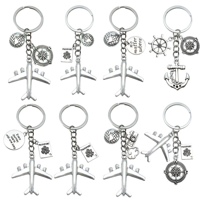 Silver Tone Travel Keychains In 9 Airplane And Nautical Styles