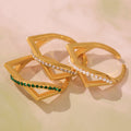 Gold Open Twist Pearl Crystal Rings Sizes Six To Eight view 2