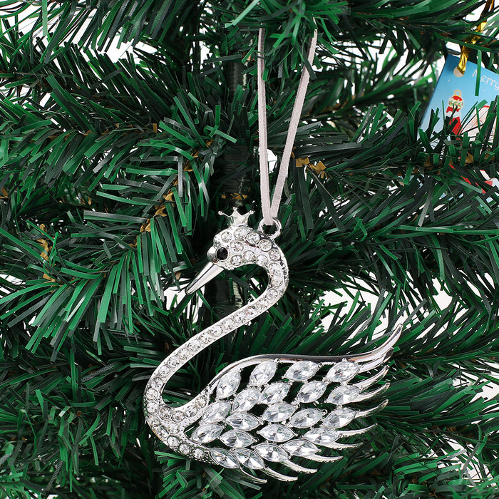 Silver Rhinestone Swan Dragonfly Christmas Hanging Ornaments