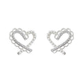 Silver Lace Open Heart Pearl Pavé Zircon Stud Earrings view 5