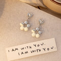 Heart Stud Flower Drop Earrings Red Black White Set view 8
