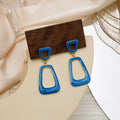 Geometric Hollow Resin Drop Earrings White Green Blue view 2