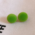 Soft Flocked Ball Stud Earrings in Four Bright Colors view 9