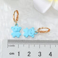 Gold Tone Enamel Bear Charm Huggie Drop Earrings in Six Colors view 5