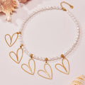 Shell Bead Necklace Five Open Heart Stainless Steel Pendants view 3