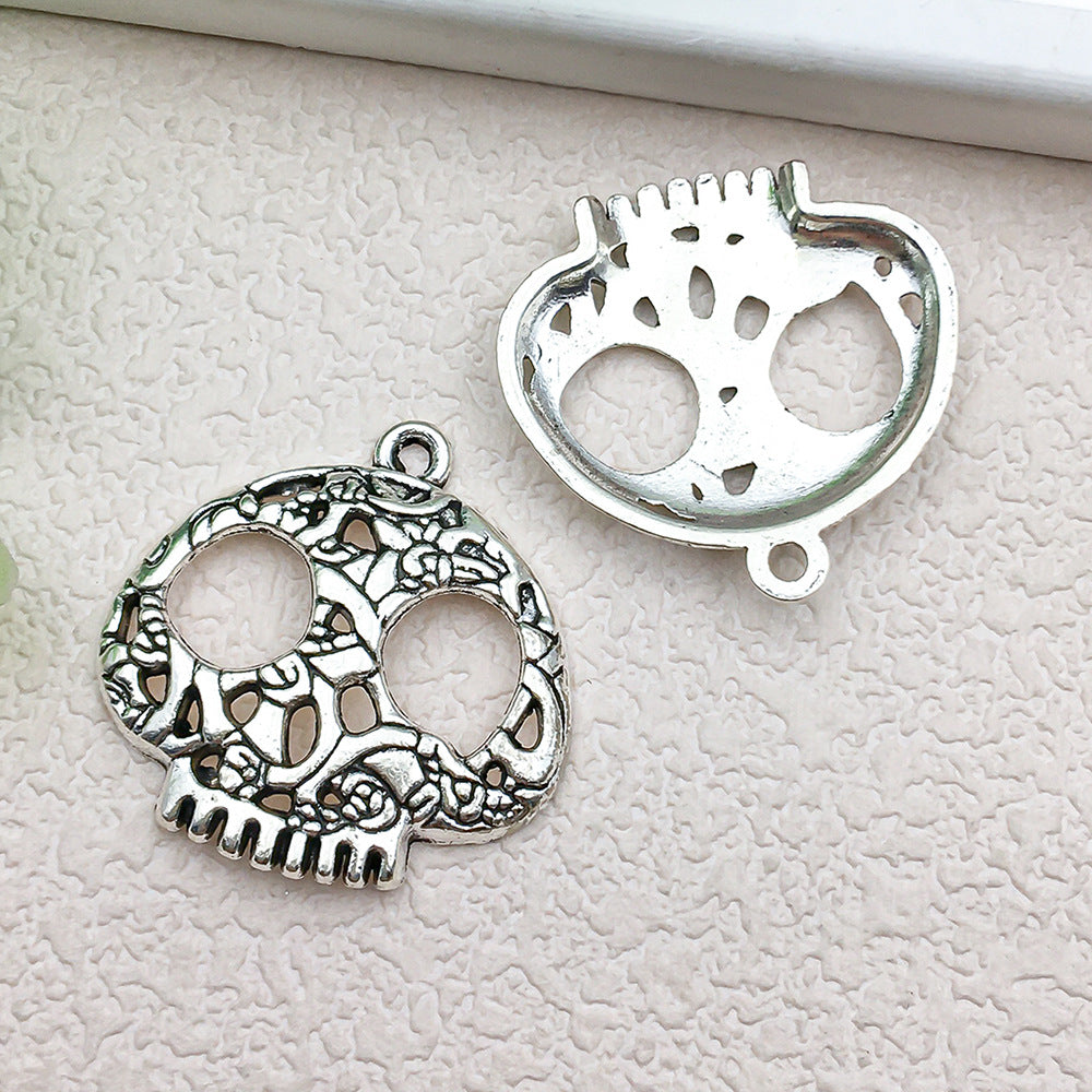 Vintage Zinc Alloy Halloween Skull Charm Pendant for DIY Earrings Bracelet Keychain Making