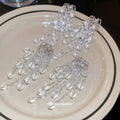 Silver Tone Chandelier Earrings With Crystal And Pearl Drops view 4
