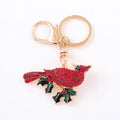 Rhinestone Cardinal Holly Keychain Gold Clasp Three Colors view 5