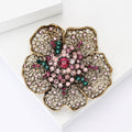 Heavy Filigree Crystal Flower Brooch in Four Colors view 3