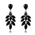 Aqua Green Leaf Tassel Crystal Five Designs Metal Dangle Earrings view 10