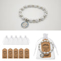 White Cross Bead Stretch Bracelet Saint Benedict Medal view 1