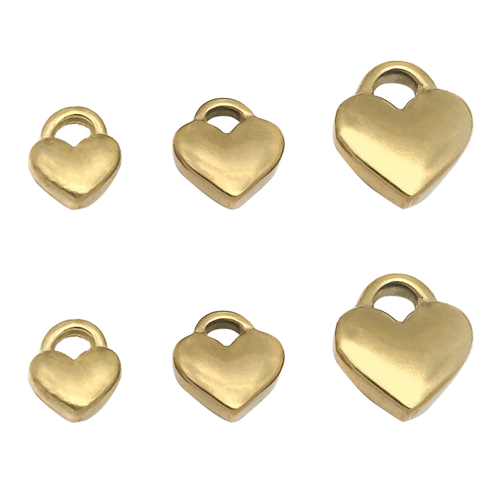 Stainless Steel Gold Hollow Heart Key Charm Pendant for DIY Earrings Necklace