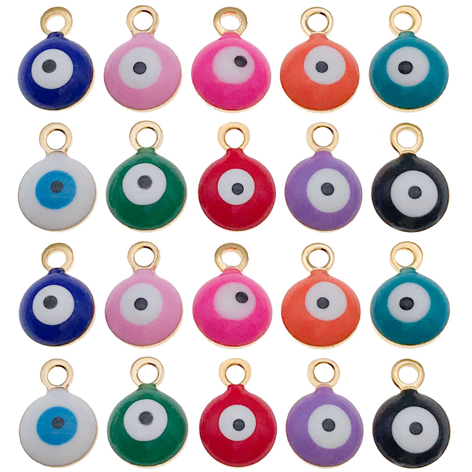 Gold Stainless Steel Round Turkish Evil Eye Charm Pendant for DIY Earrings Necklace Jewelry