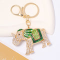 Gold Rhinestone Enamel Elephant Keychain Five Colors view 9